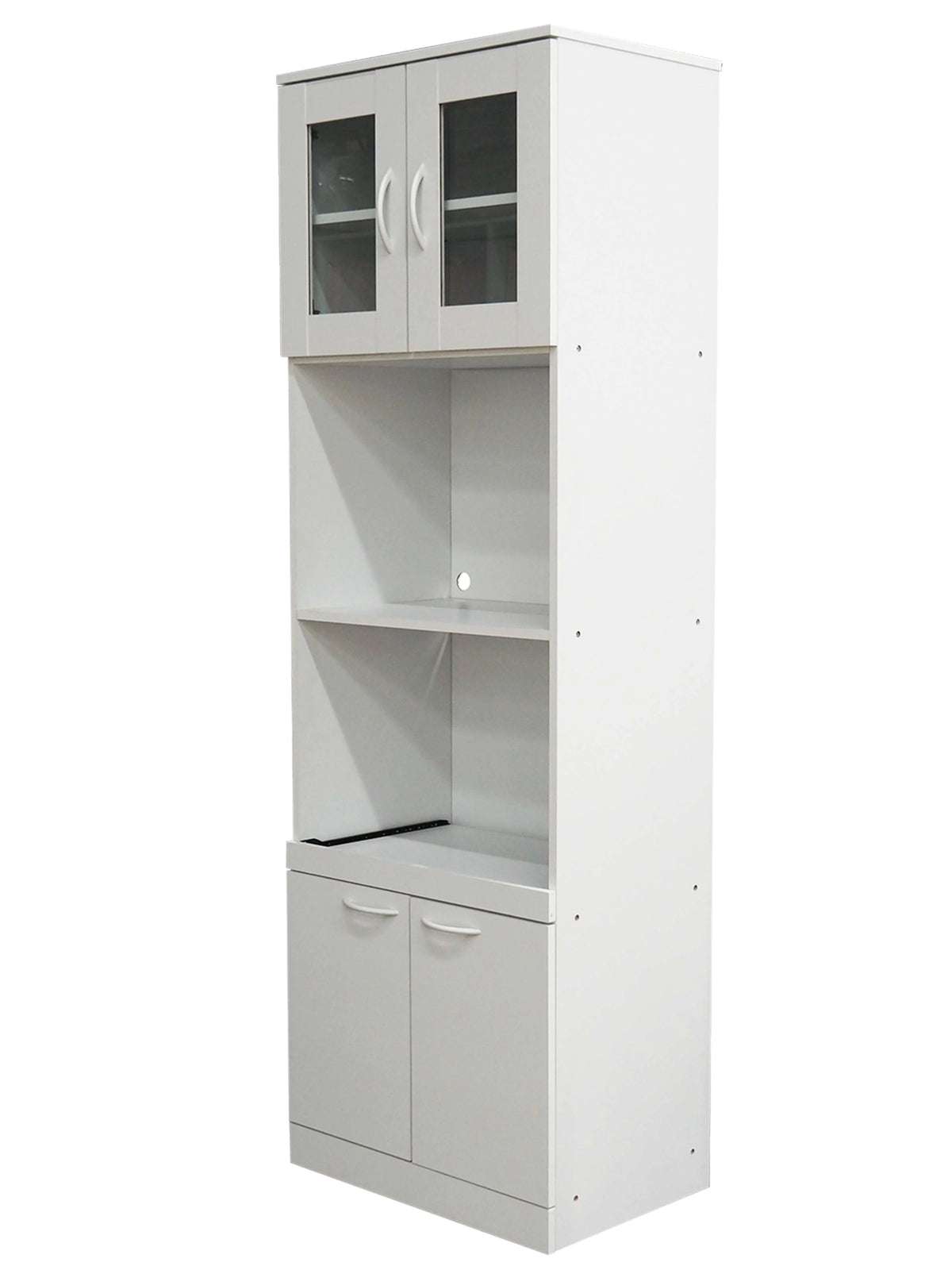 Tall White Kitchen Pantry Microwave Storage Cabinet I529256