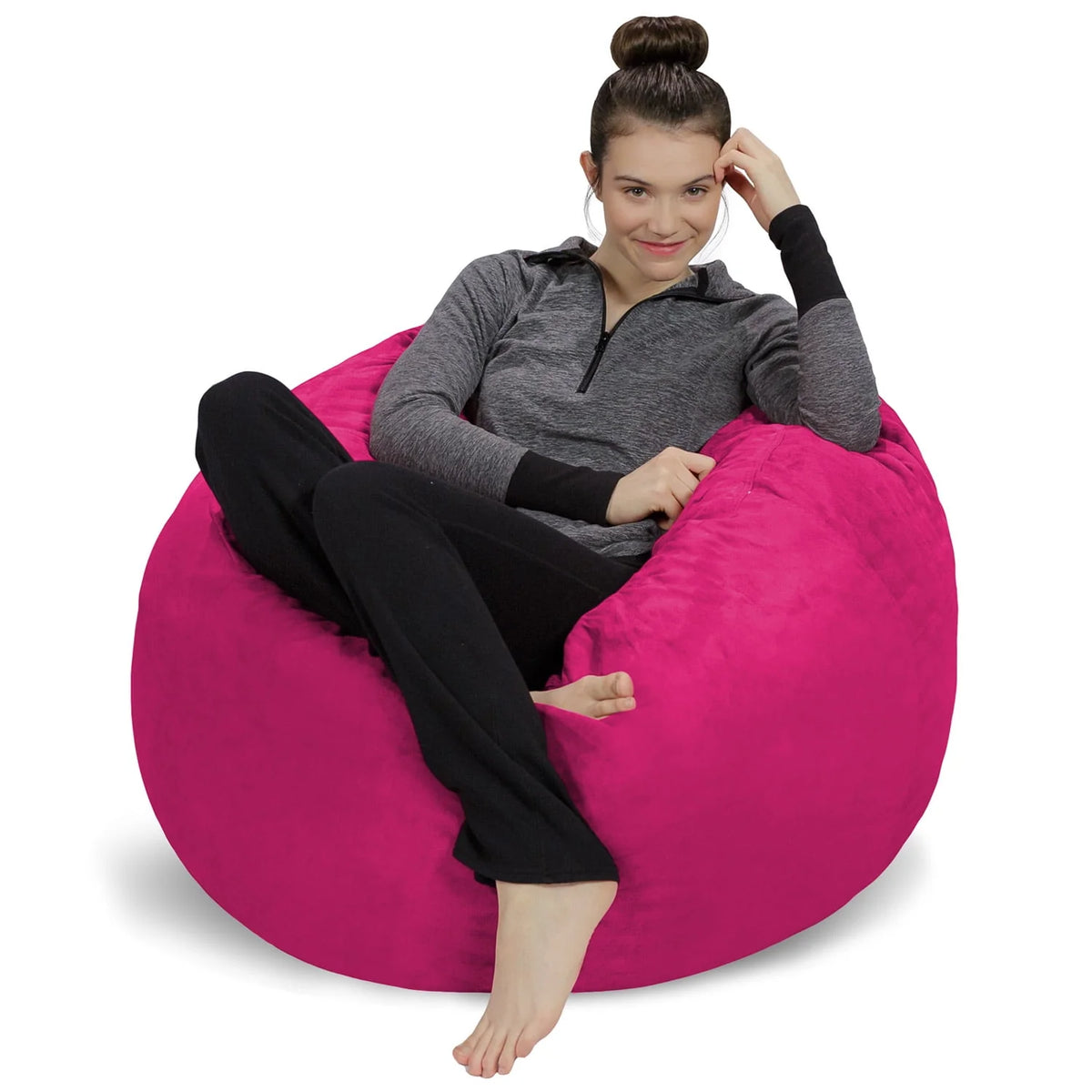 Charcoal 3 ft Memory Foam Microsuede Bean Bag Chair K391