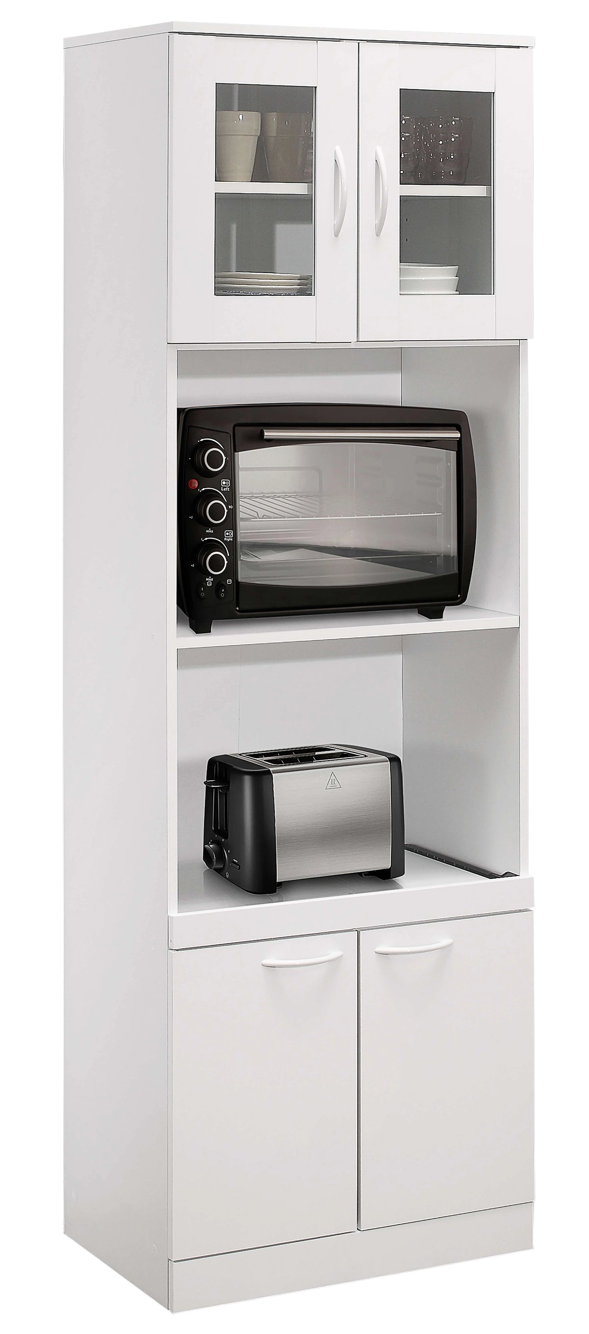 Tall White Kitchen Pantry Microwave Storage Cabinet I529256