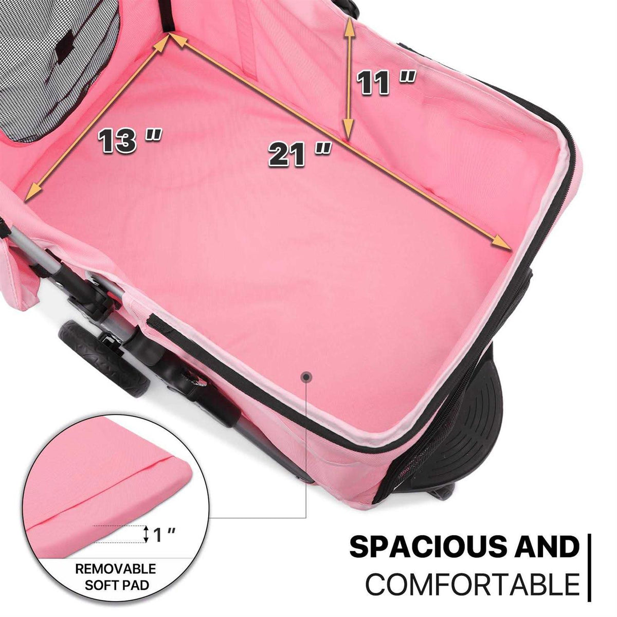 Foldable Pet Stroller with Weather Cover W54971