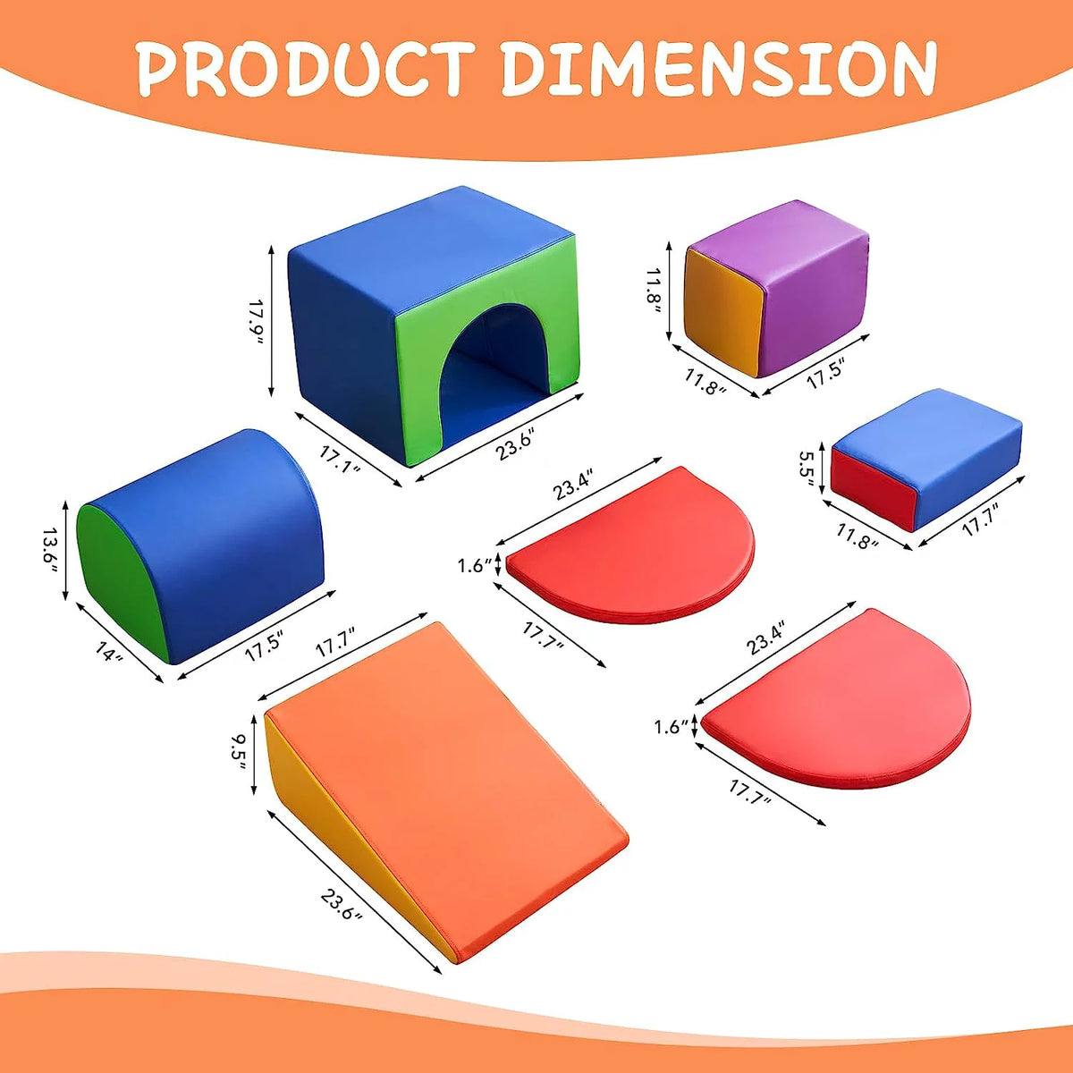 Foam Climbing Blocks for Toddlers, 7Pcs with Tunnel Y1984