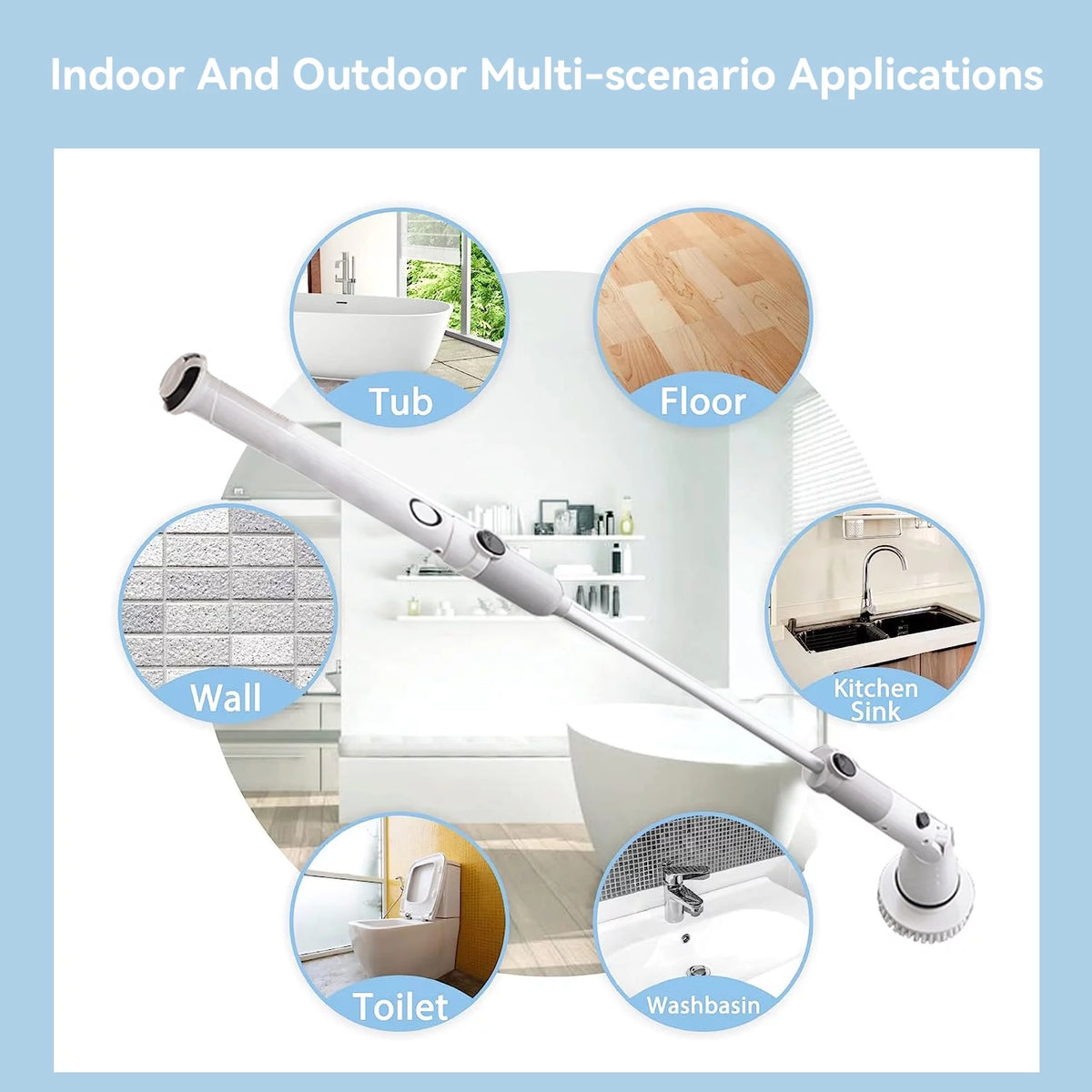 Cordless Electric Spin Scrubber with 4 Replaceable Heads U4595