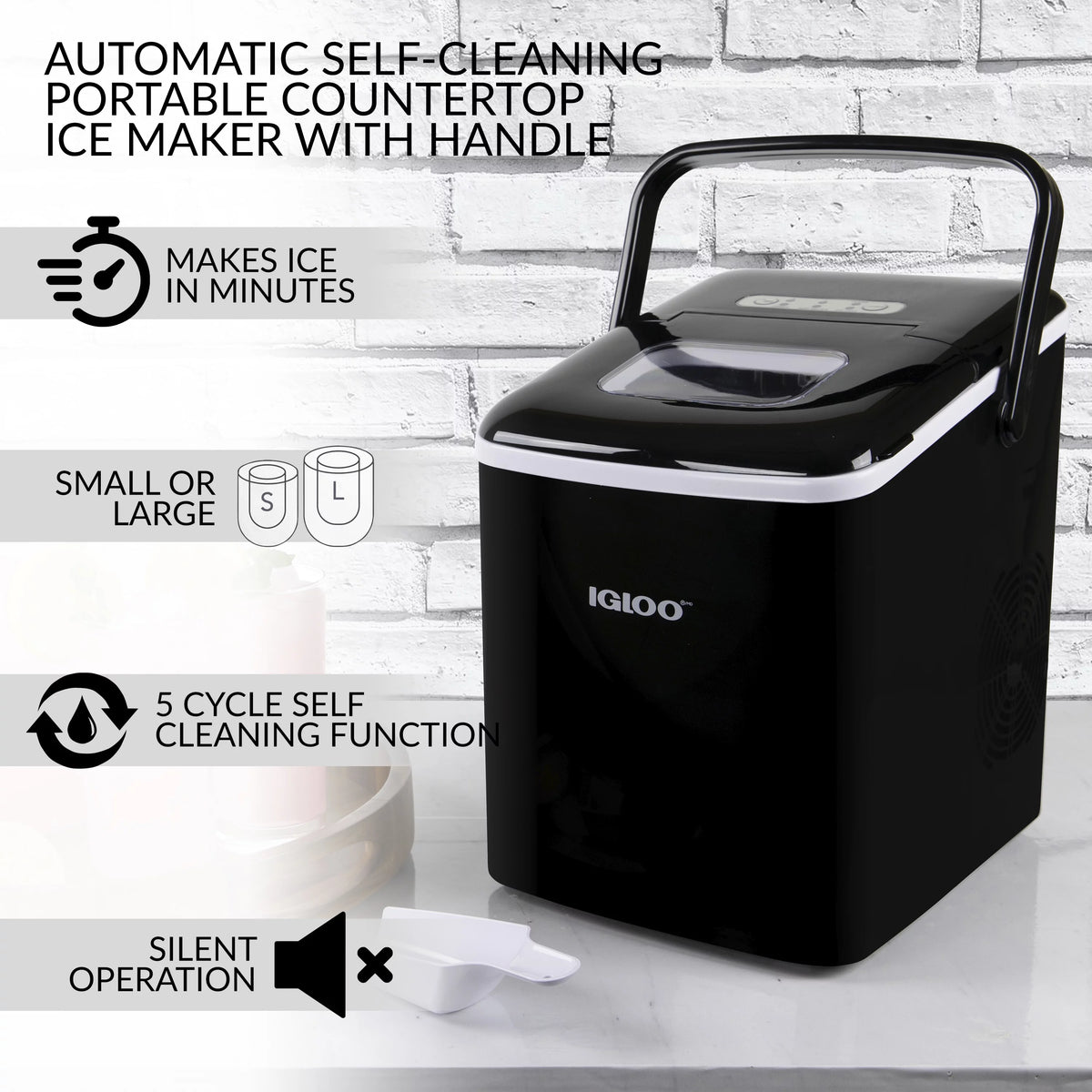 26-Pound Automatic Self-Cleaning Portable Countertop Ice Maker Machine, Black X213