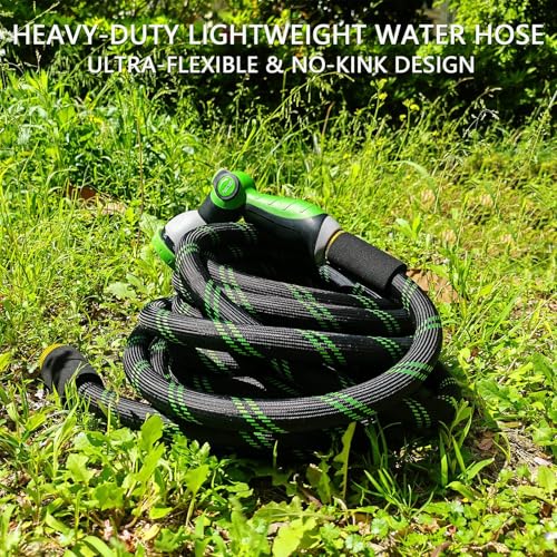 25 FT Non-Expandable Heavy-Duty Water Hose with 10-Function Nozzle G25070