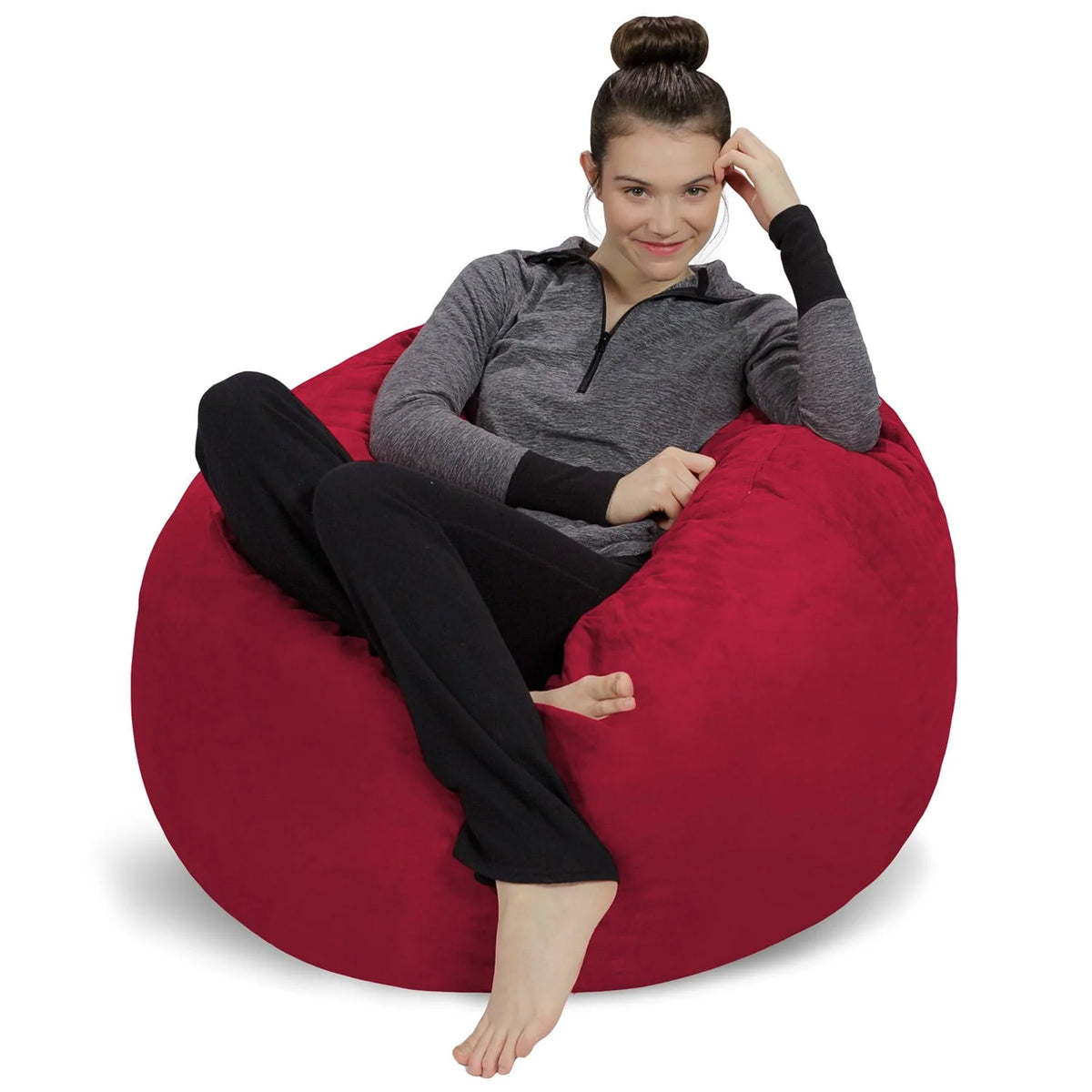 Charcoal 3 ft Memory Foam Microsuede Bean Bag Chair K391