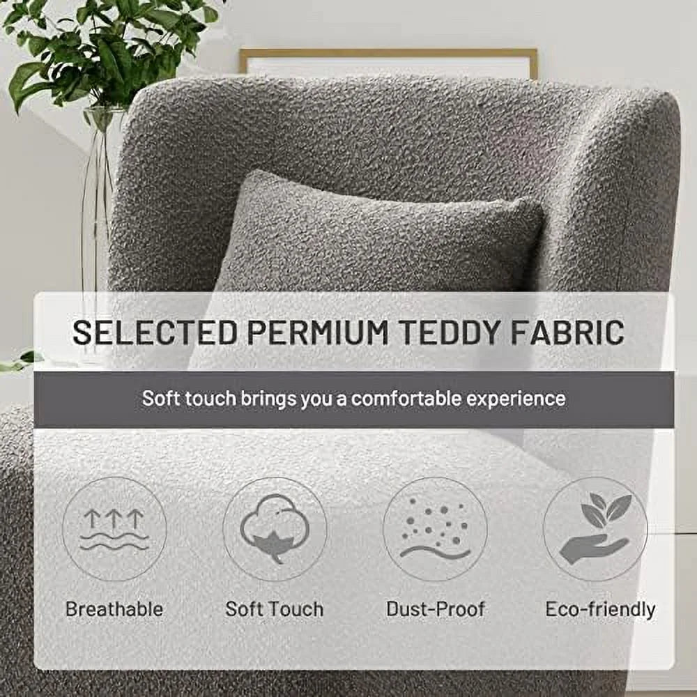 Swivel Barrel Boucle Accent Chair with Pillow T420246