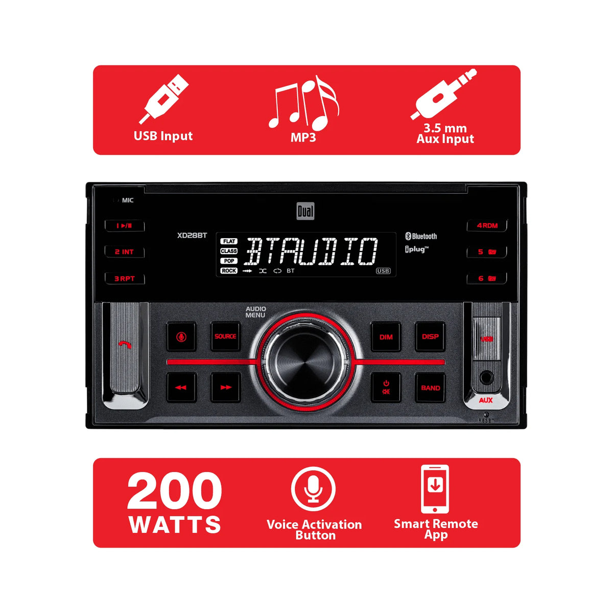 Car Stereo Head Unit Double DIN with Bluetooth V319