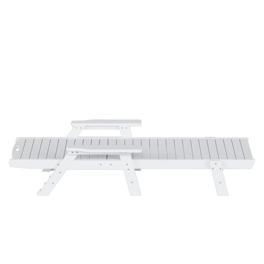 White Plastic Outdoor Chaise Lounge Chair with Adjustable Backrest I3455