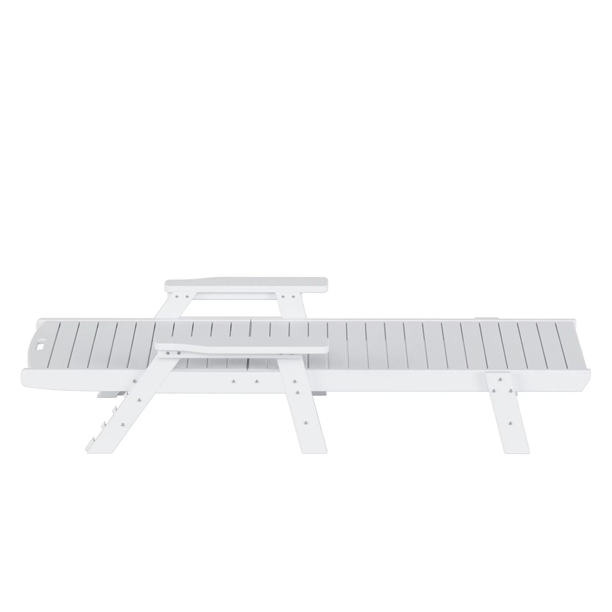 White Plastic Outdoor Chaise Lounge Chair with Adjustable Backrest I3455
