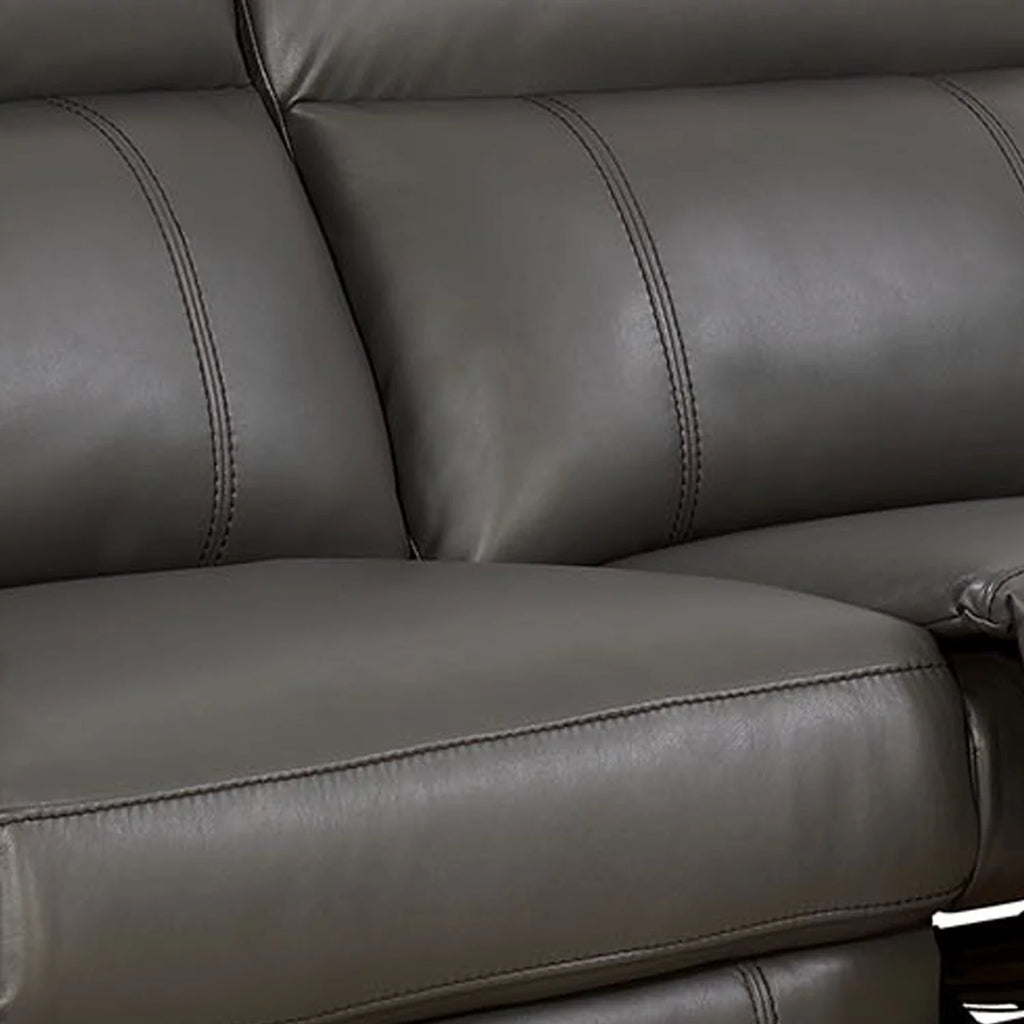 Gray Leather Gel Recliner Sofa with Power Outlet D5137