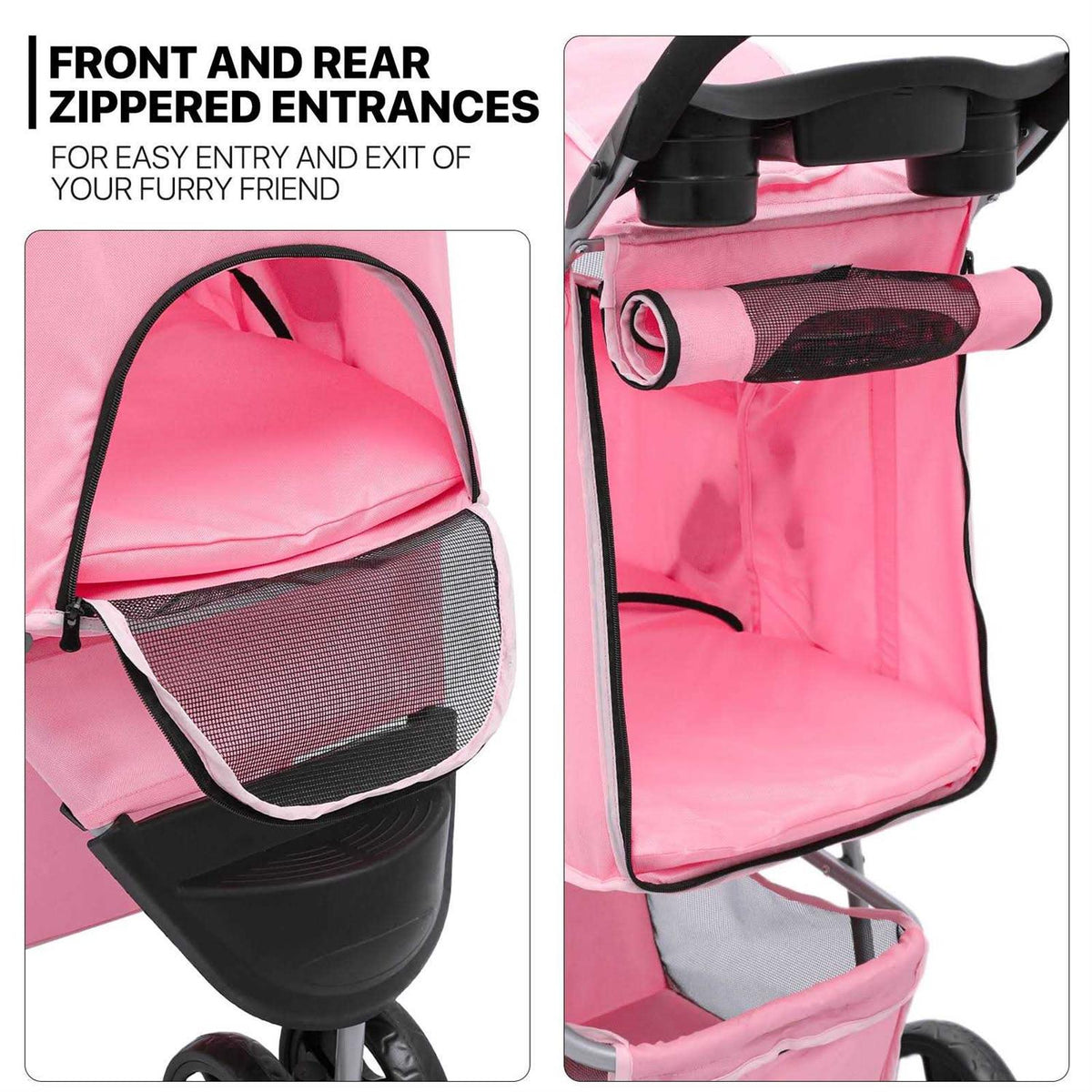 Foldable Pet Stroller with Weather Cover W54971