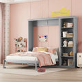 Full Size Gray Murphy Bed with Side Bookshelf Y38885