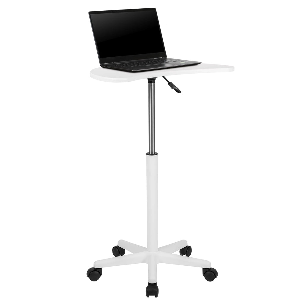 White Sit to Stand Mobile Laptop Desk O774048