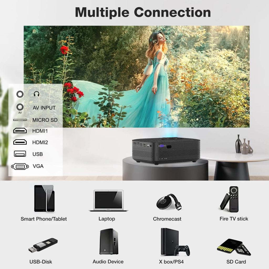 Mini WiFi Projector HD 1080P 240 LCD Display with Bluetooth C7481