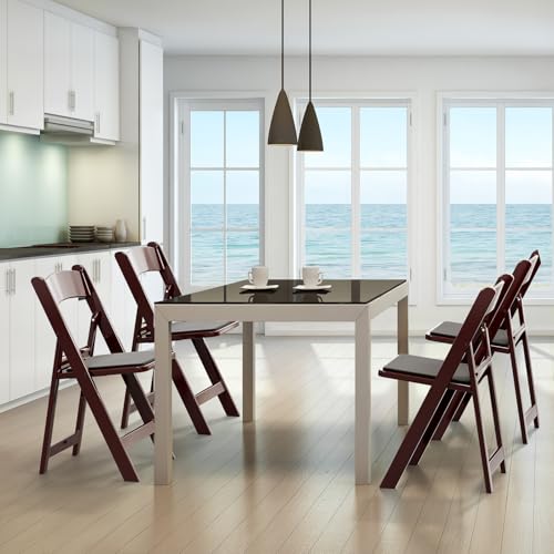 White 4 PC Resin Folding Chairs with Cushion U89386
