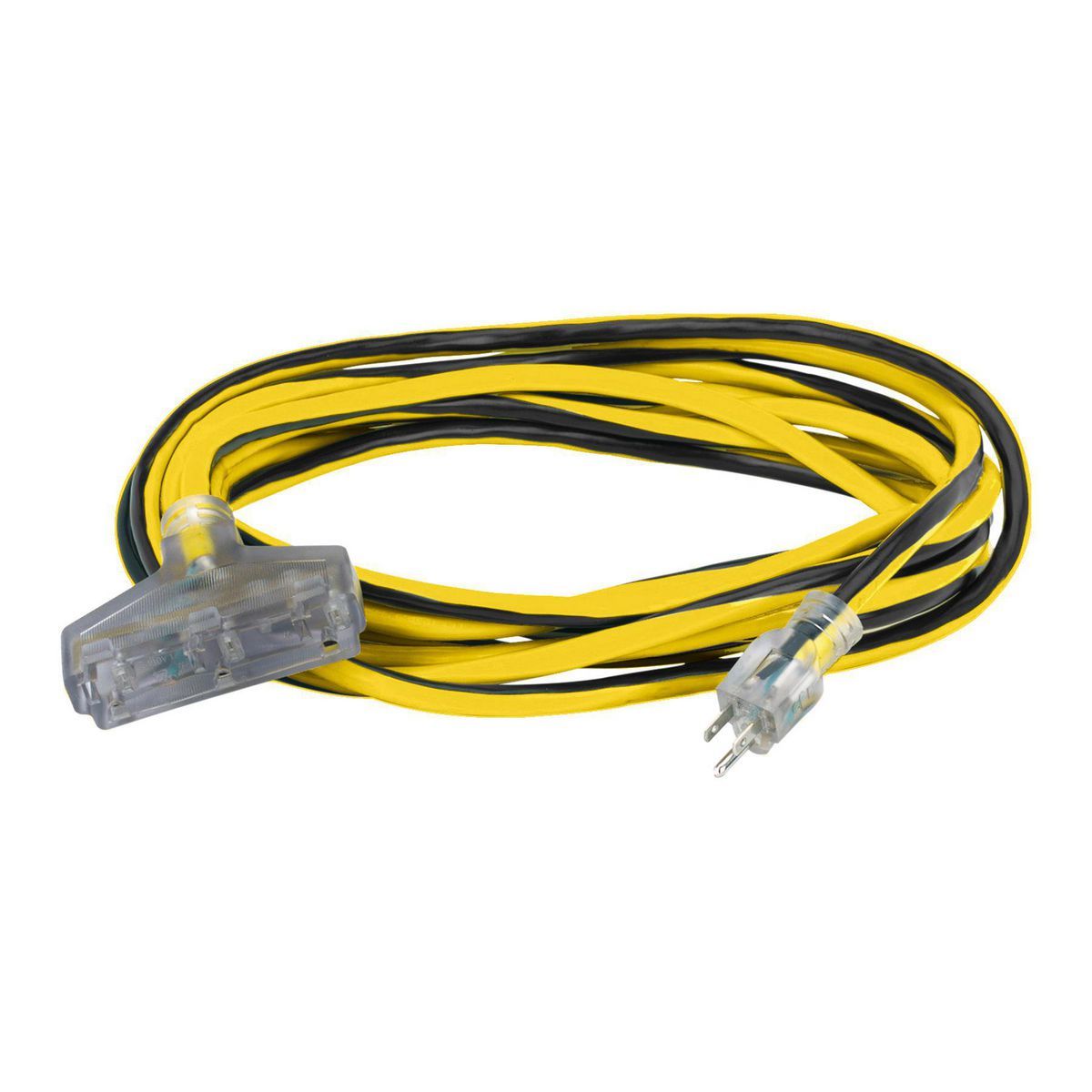25 ft. 12/3 Gauge Multiple Outlet Extension Cord with Indicator Light, Yellow, Black M268691