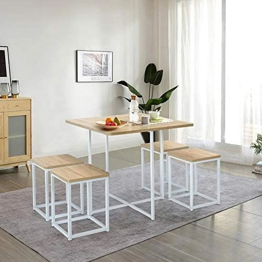 5 Piece Dining Table Set with Square Stools T7913