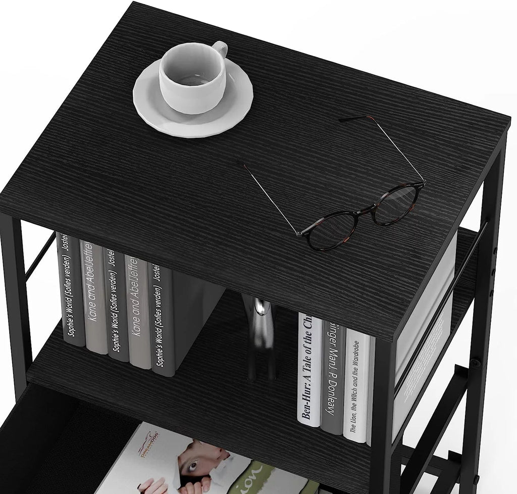 Brown Wood Nightstand with 2 Drawers and Open Shelf K802