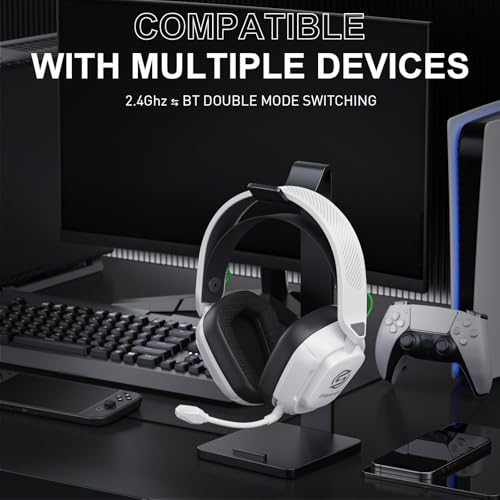 2.4GHz Wireless Gaming Headset with Noise Canceling Mic, Black White Z52537