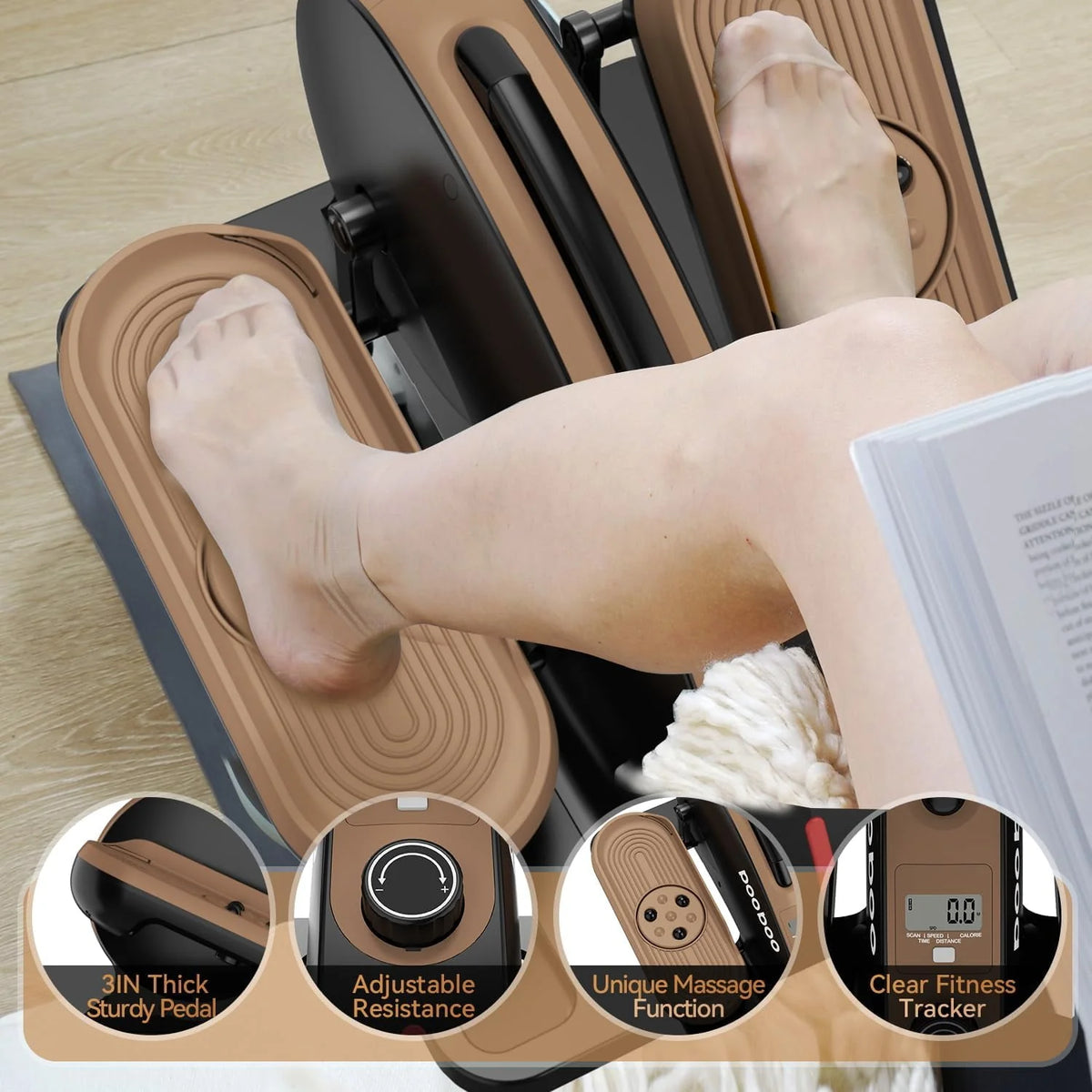Under Desk Magnetic Elliptical Machine with Foot Massage J3179