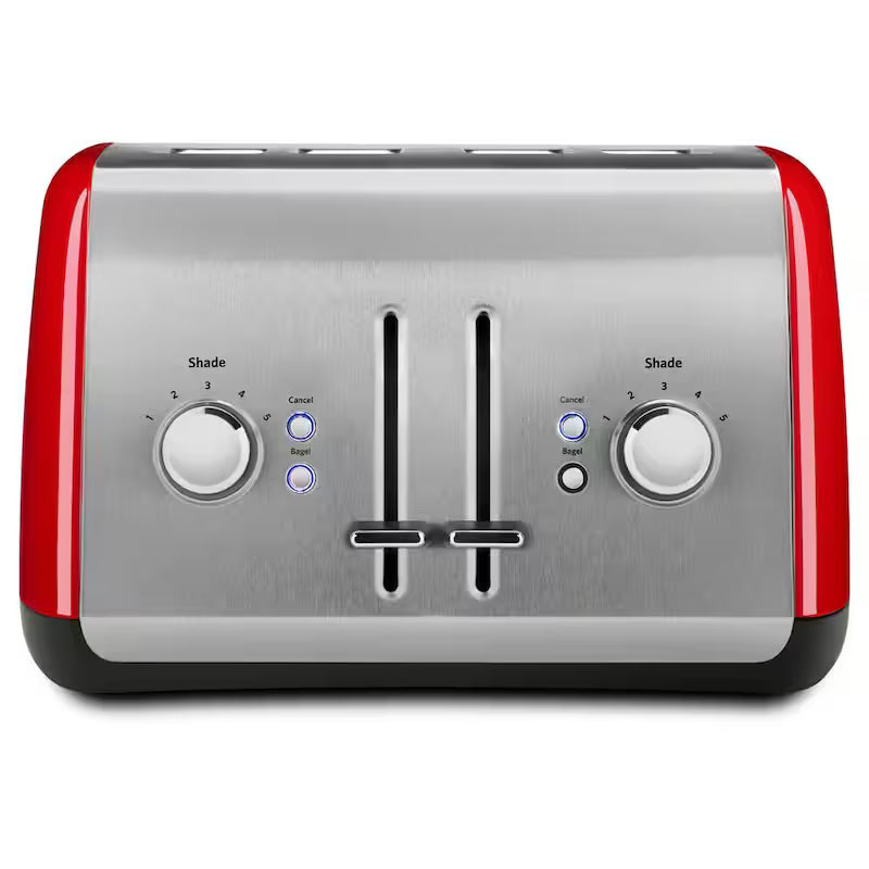 4-Slice Red Wide Slot Toaster with Crumb Tray C193014