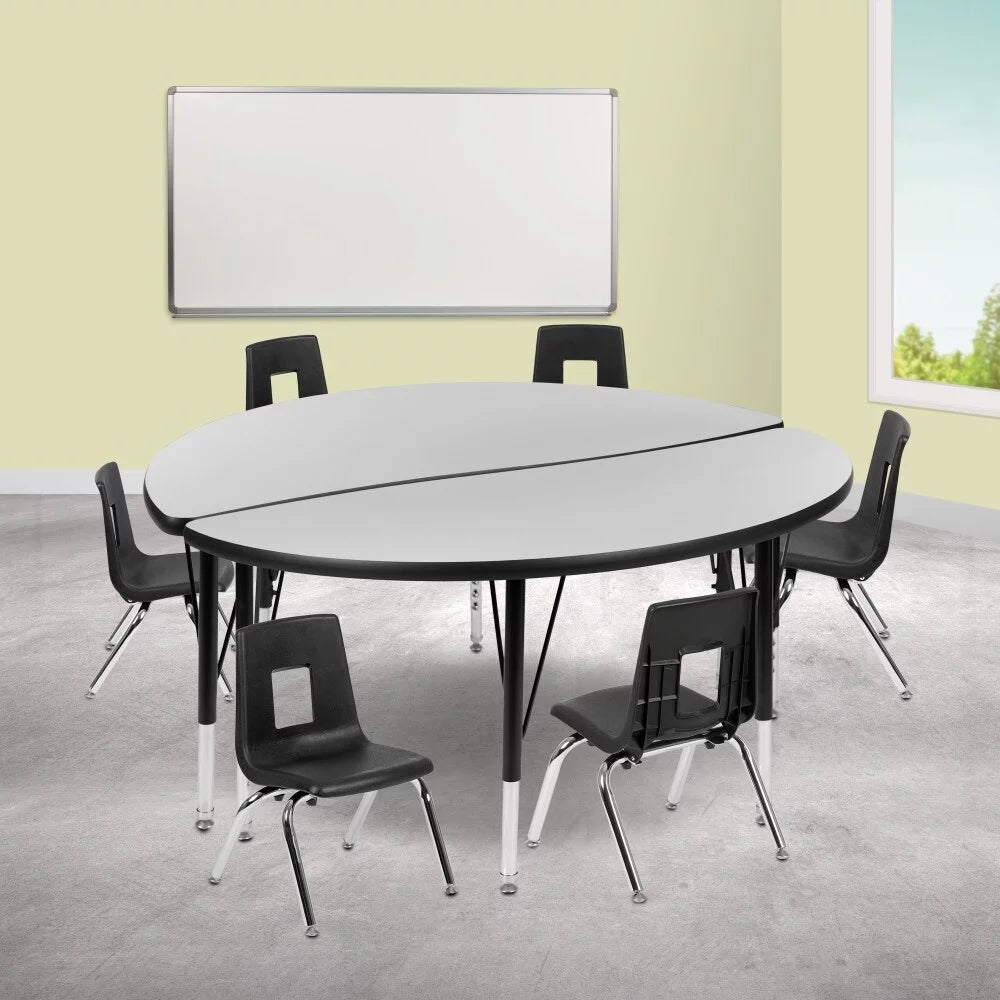 47.5" Grey Activity Table Set with Stack Chairs H6406