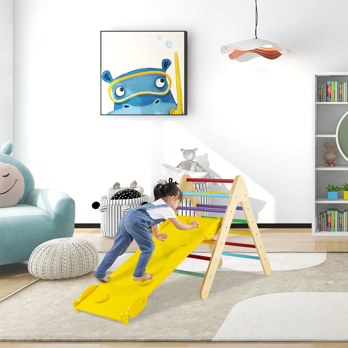 Wooden Climbing Triangle Set with Ramp W69696