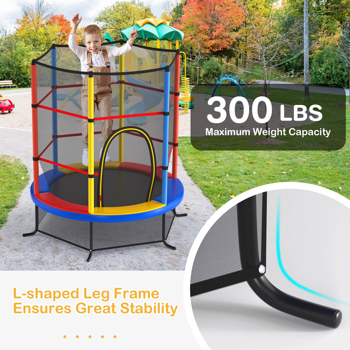 55'' Recreational Trampoline with Enclosure Net Y4505